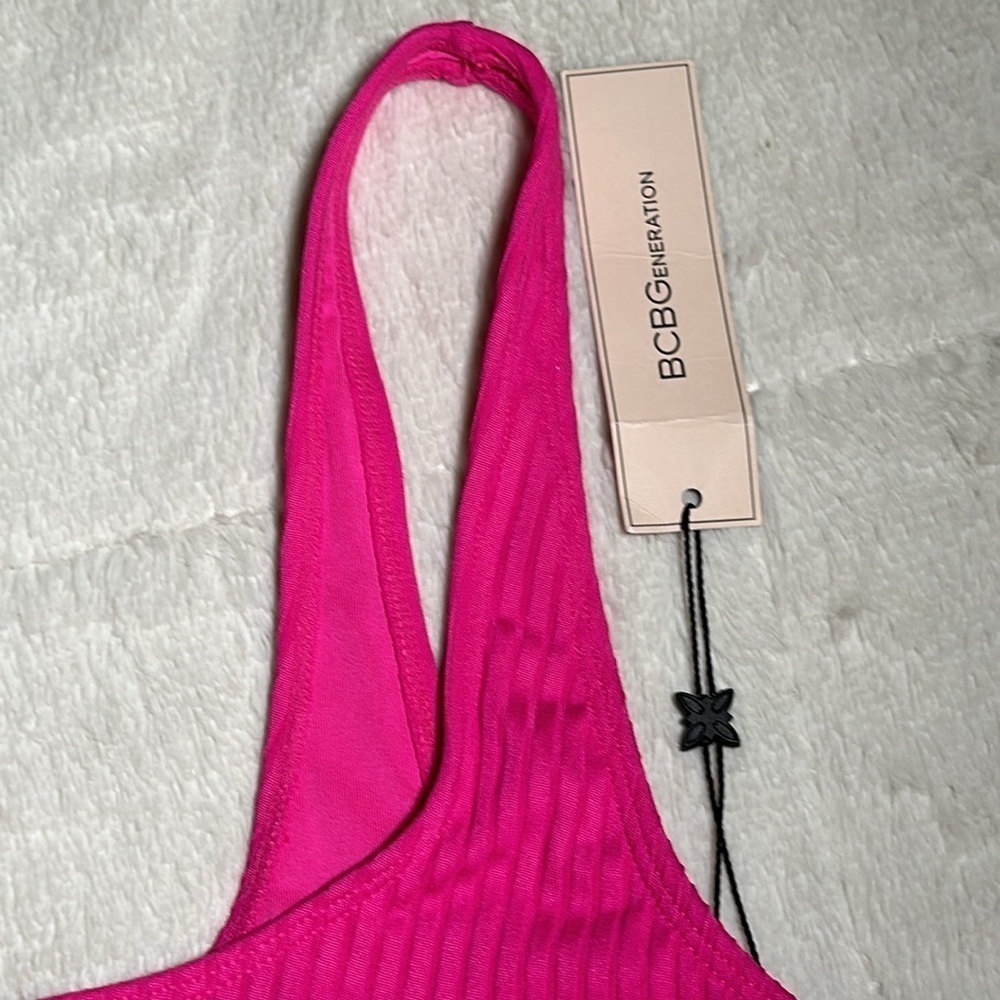 BCBG Passion Pink Cut Out Bralette Bikini Swim Top Large NEW BGBGeneration - Picture 11 of 14